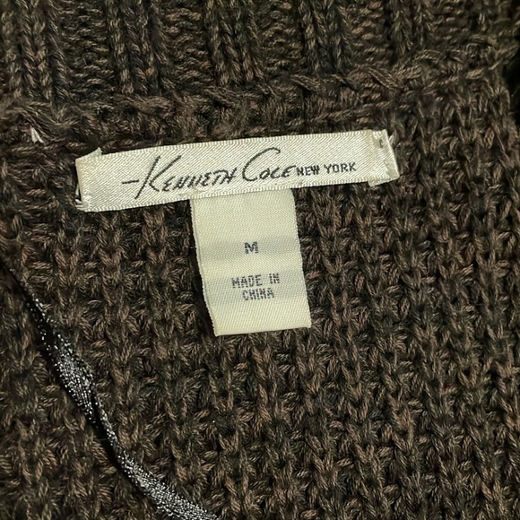 Kenneth Cole Sweater Vest Women Size M Chocolate Brown Button Front Thick Knit - Picture 9 of 11